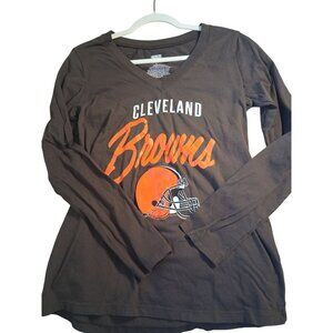 Cleveland Browns Junk Food Women L V-Neck Long Sleeve Shirt Size Large  Football